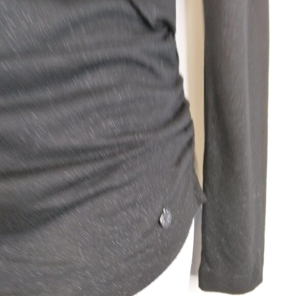 Armani Exchange Long Sleeve Black Shinny Top Faux Wrap Size XS - Picture 3 of 10